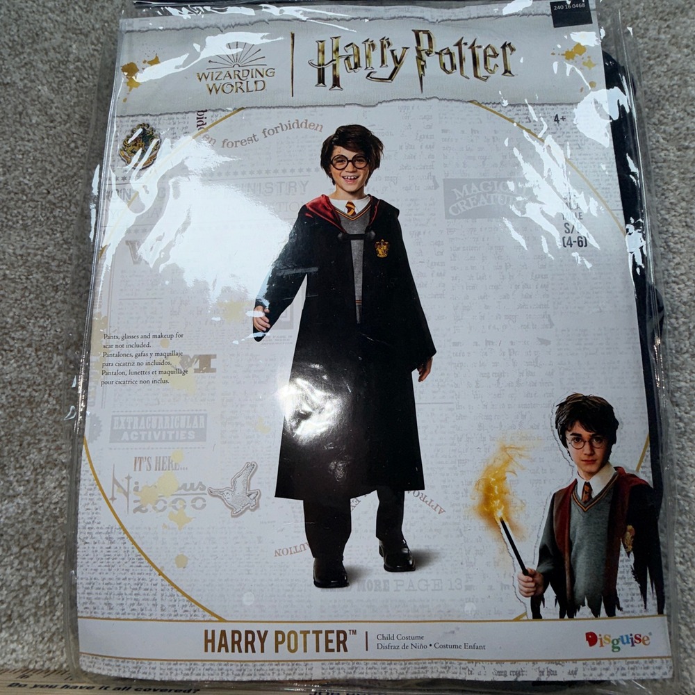 Harry Potter Kids Costume Gryffindor Robe with Shirt Front Disguise Size S 4-6